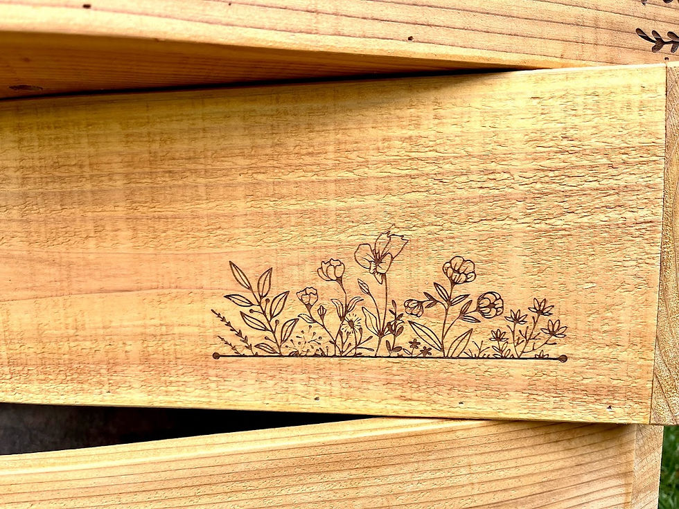 Thumbnail: 18" x 7" x 5.5" Cedar planter | Engraved | Waterproofed | Lined
