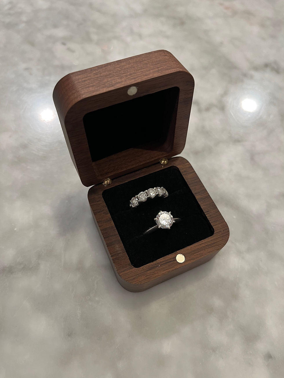 Thumbnail: walnut engraved wedding ring case
