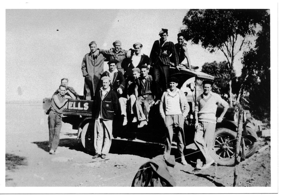 A Sunday outing in the 1930s on Ray Wells delivery truck. Mr Wells owned a grocery shop in Jacoby Street, Mundaring. Maybe they were off to a football match. 2001.55