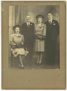 Wedding of Peggy Barie & Colin Welsh 1947. Clin was a wood carter for the Weir pumping stations.