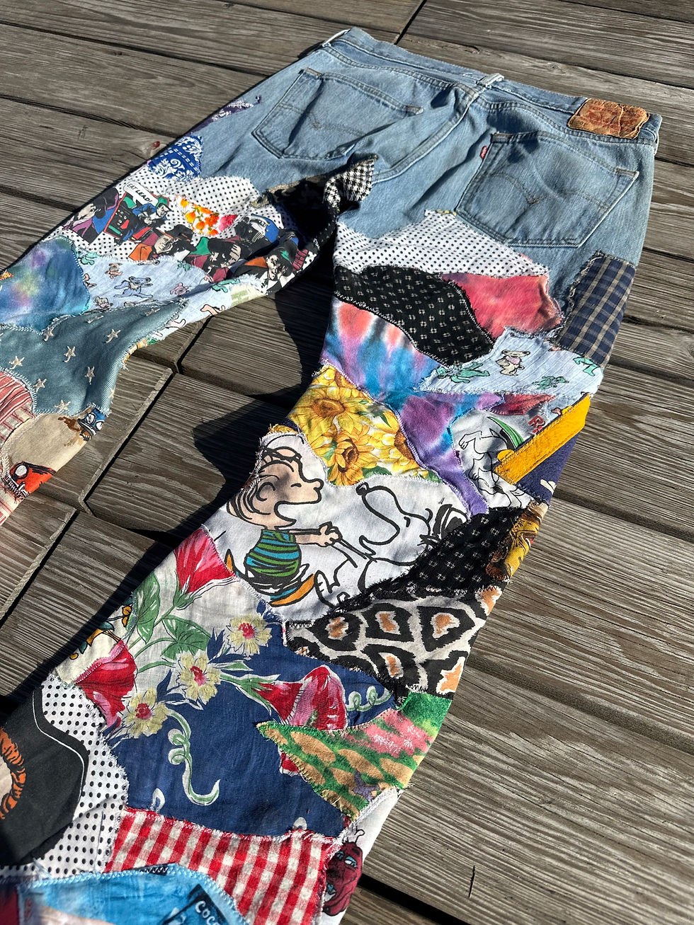 Thumbnail: Flared patchwork Levi’s 501s 