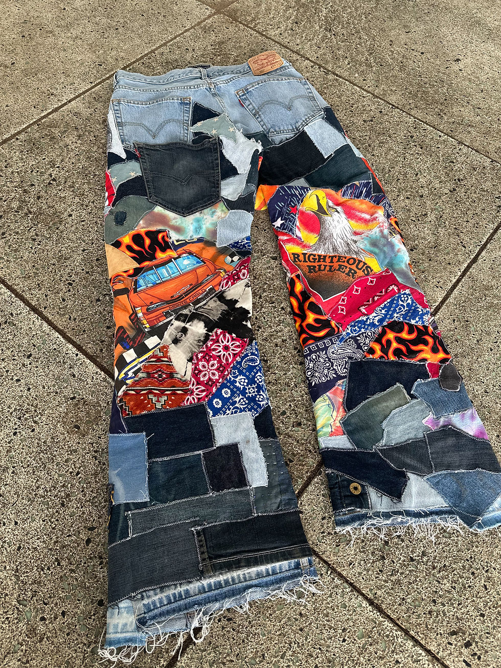 Thumbnail: Patchwork Biker Jeans 