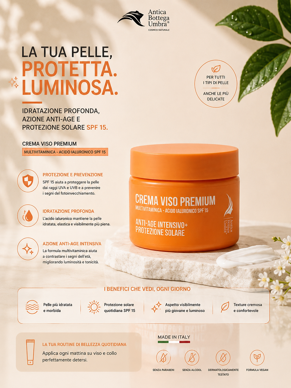 Miniatura: CREMA VISO PREMIUM MULTIVITAMINICA ACE + ACIDO IALUORNICO +SPF15