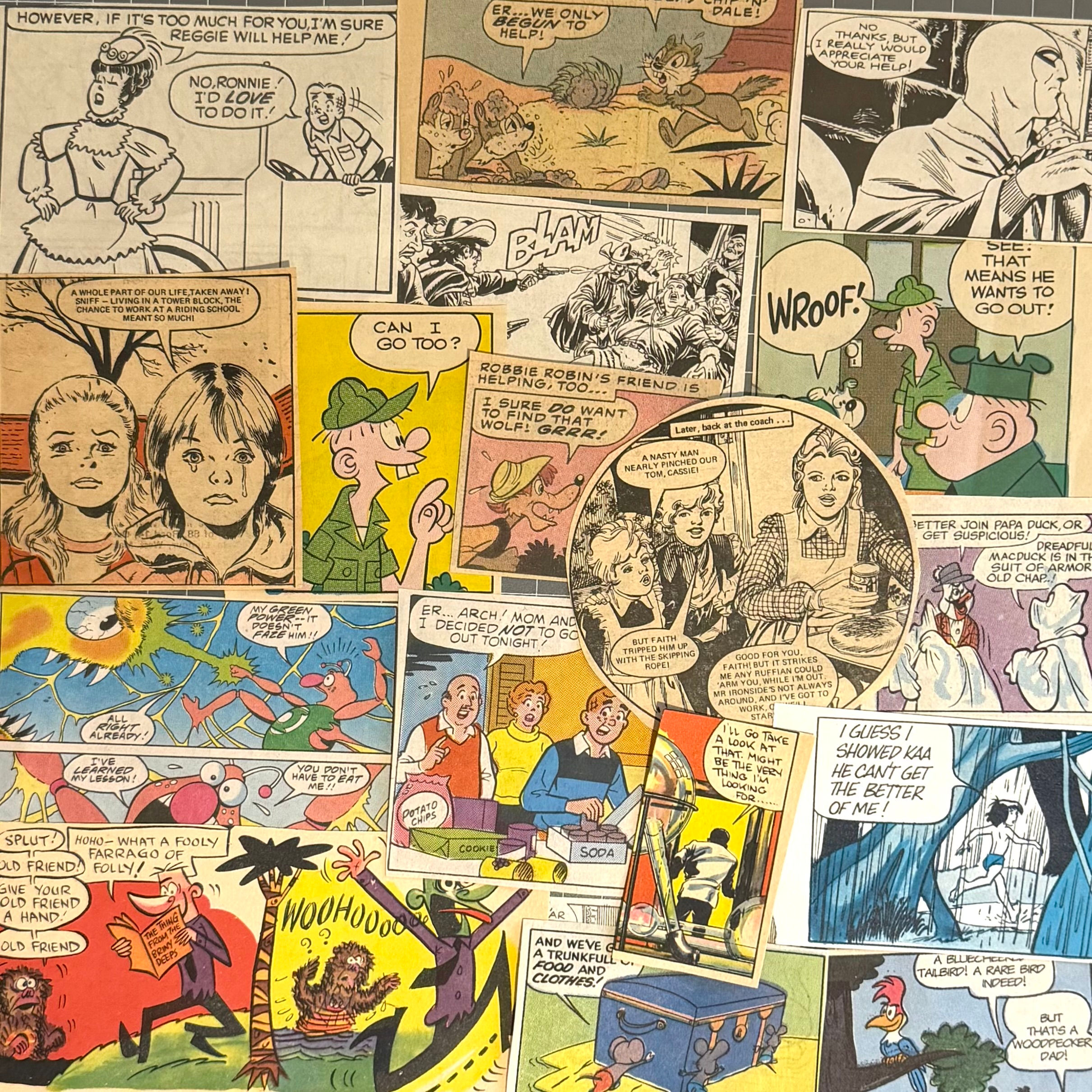 Comic Book | Cartoon Panels (30) Junk Journal, Scrapbooking Collage Gold!