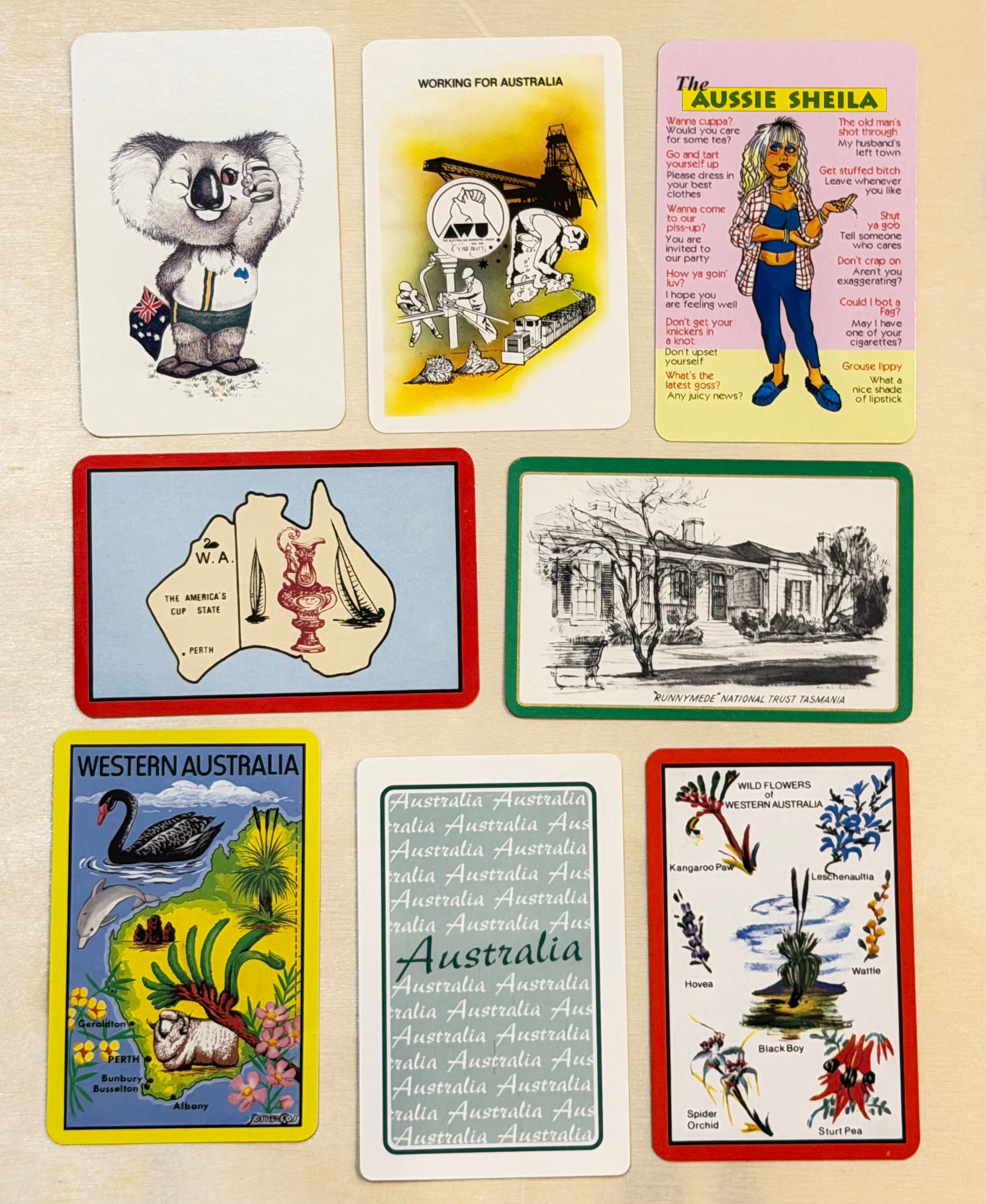 Australiana Collectable Swap Playing Cards ~ Set of 9