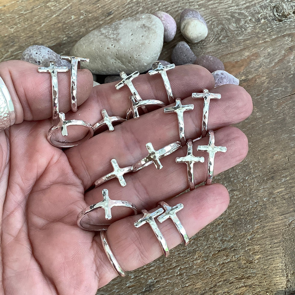 Thumbnail: Handmade Sterling Silver Cross Ring