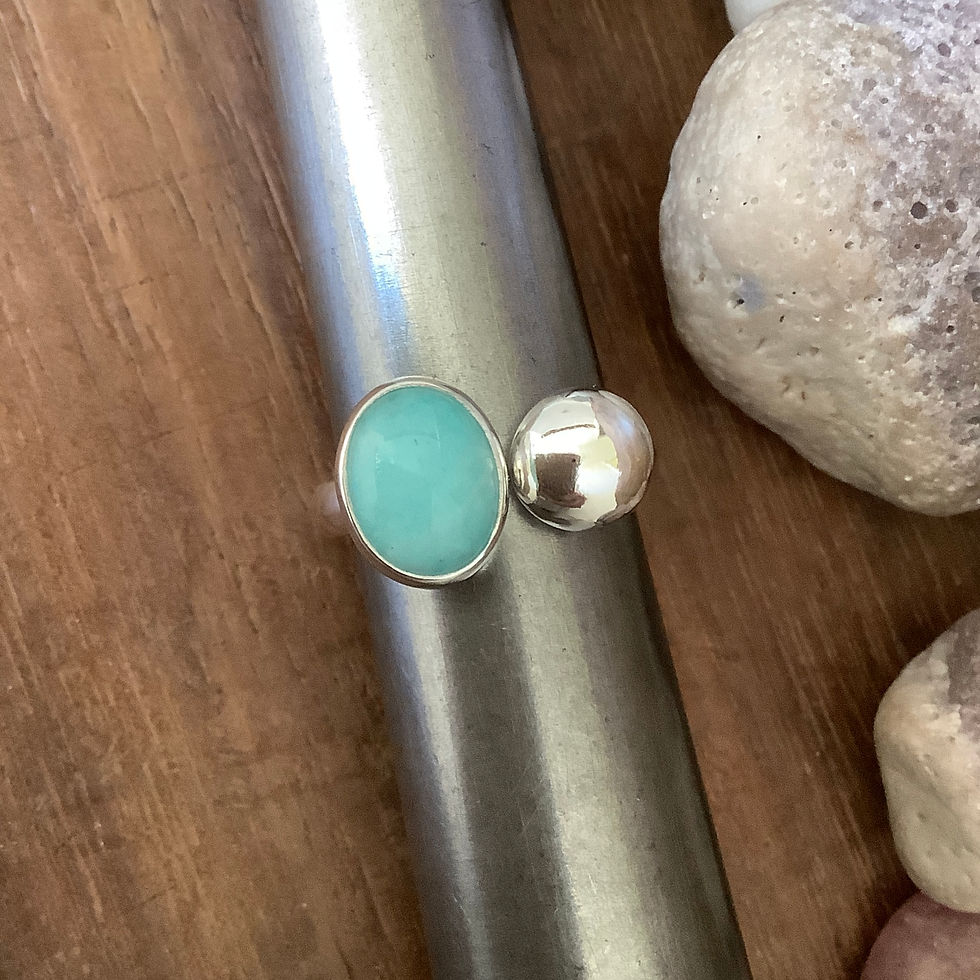 Thumbnail: Handmade Amozonite and Sterling Silver Ring