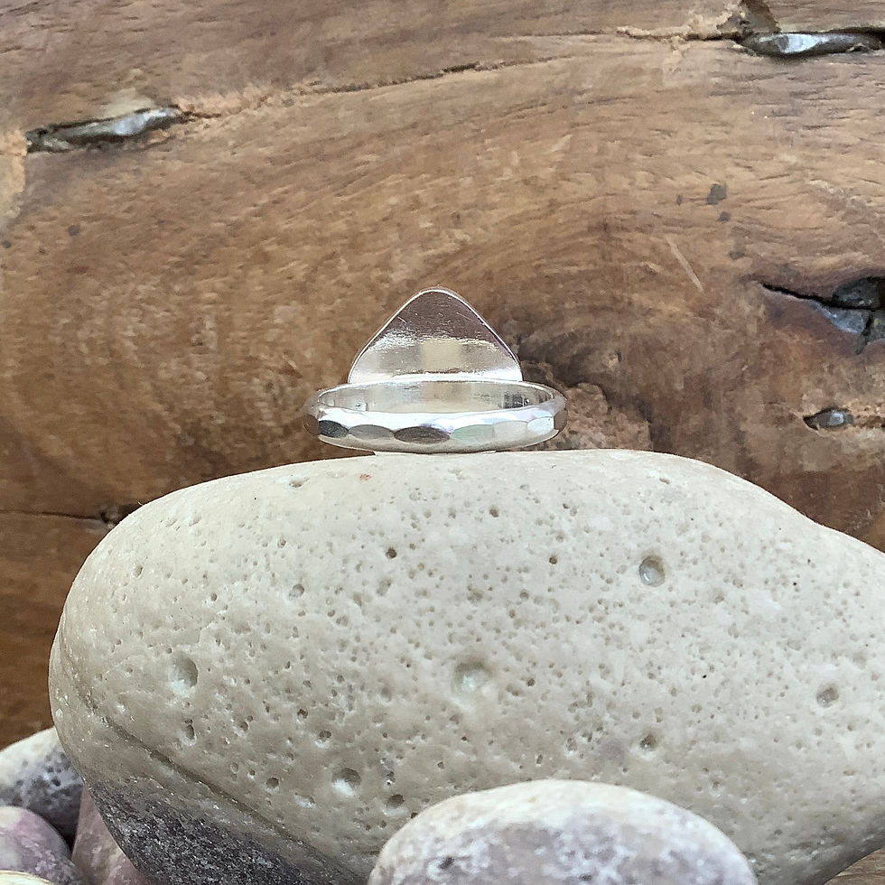 Thumbnail: Green Seaham Seaglass and Sterling Silver Ring (size S US 9)
