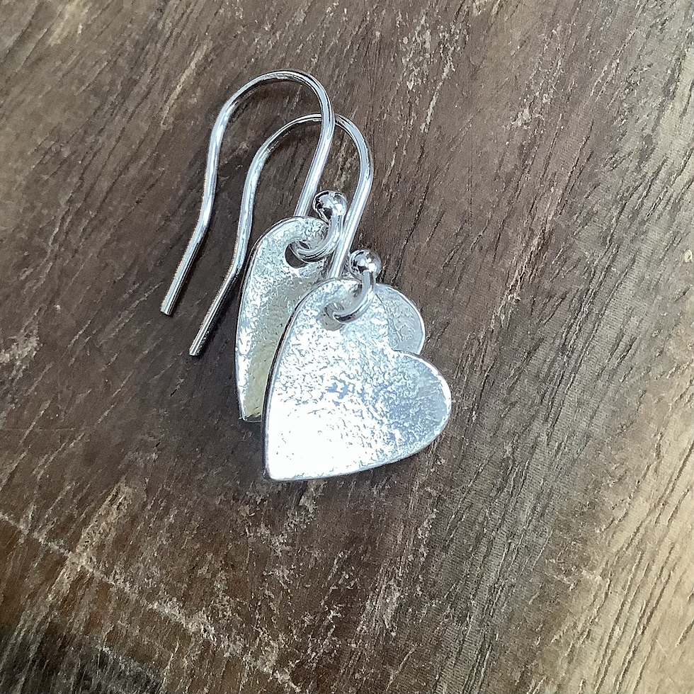 Thumbnail: Sterling Silver Fused Silver Dust Heart Earrings