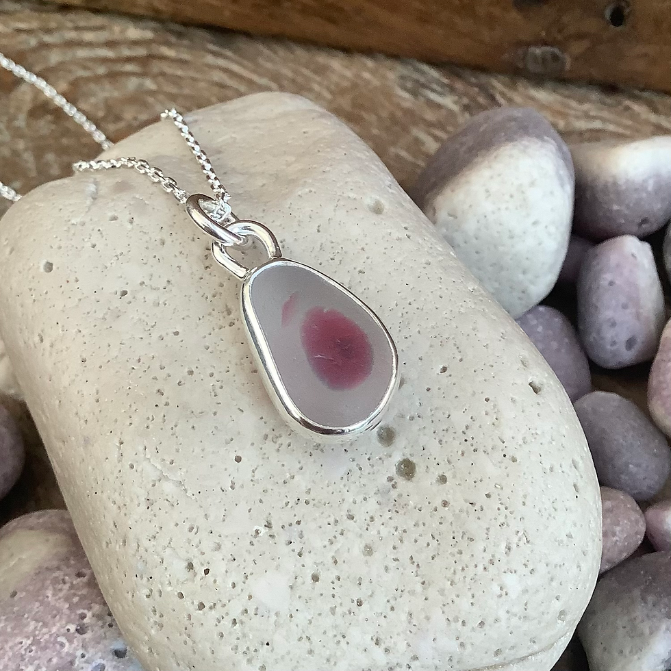 Thumbnail: Pink/Purple Multi Seaham Seaglass and Sterling Silver Pendant 