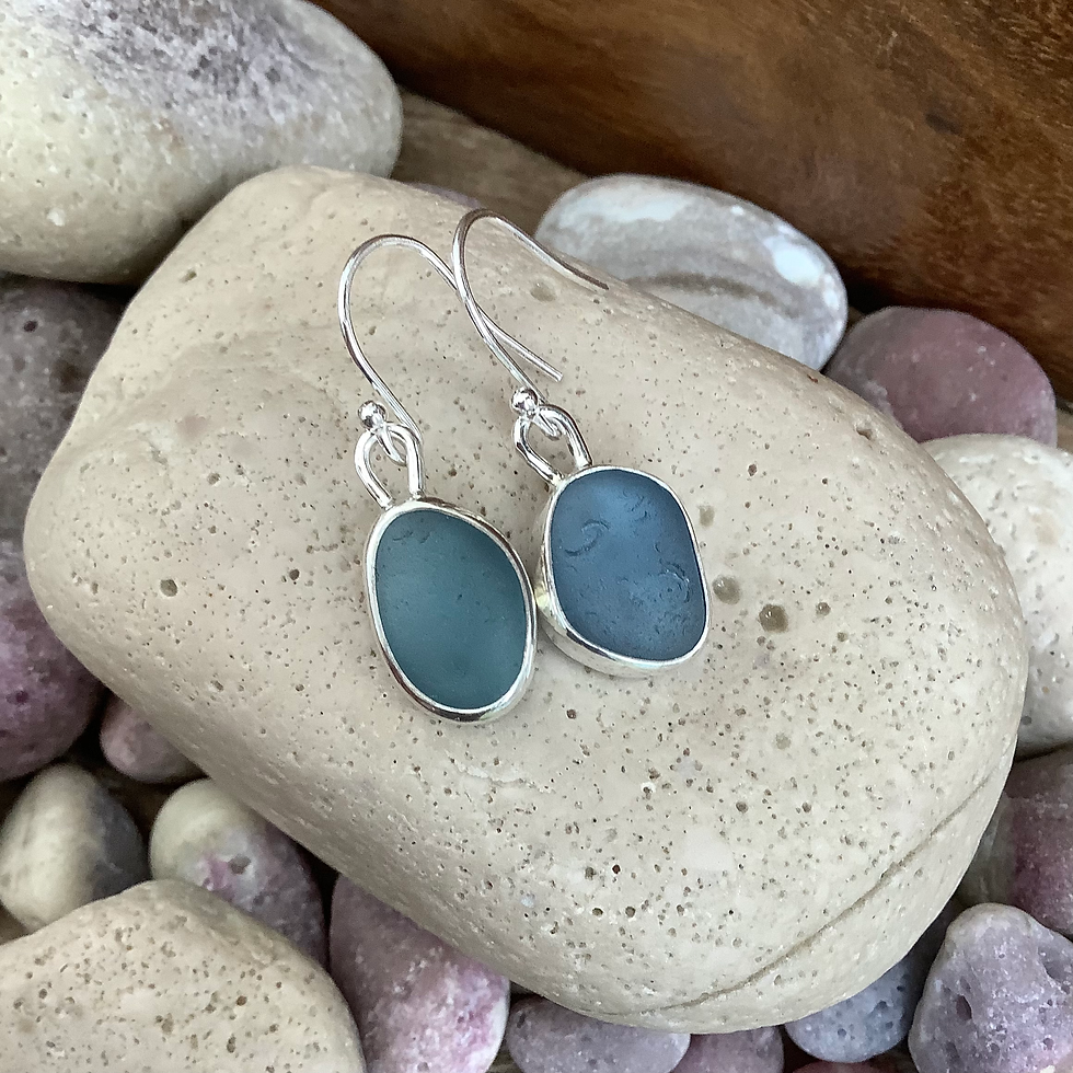 Thumbnail: Steel Blue Seaham Seaglass Earrings 