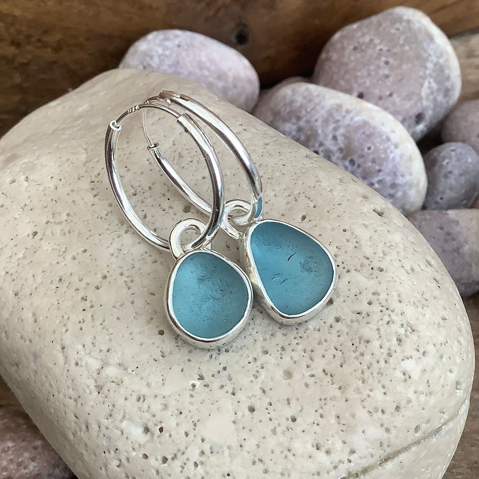 Steel Blue Seaham Seaglass Earrings