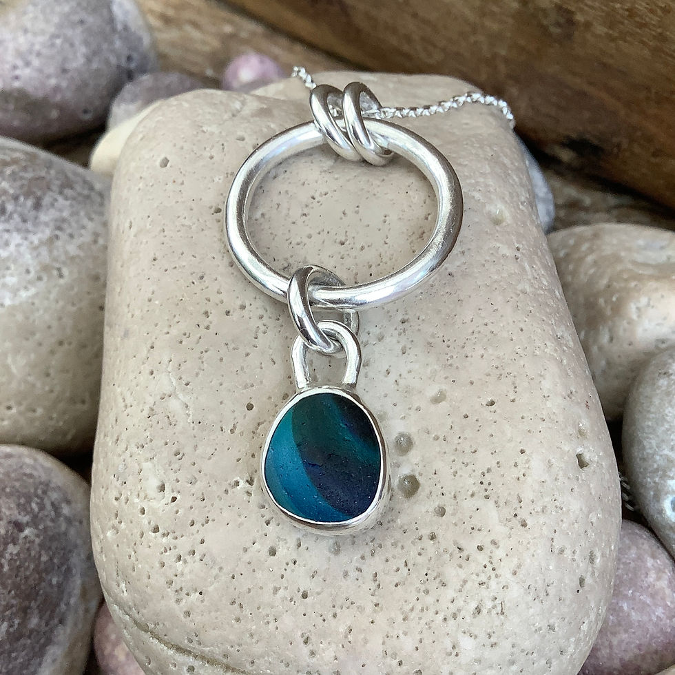 Thumbnail: Blue/Green Multi Seaham Seaglass Pendant 