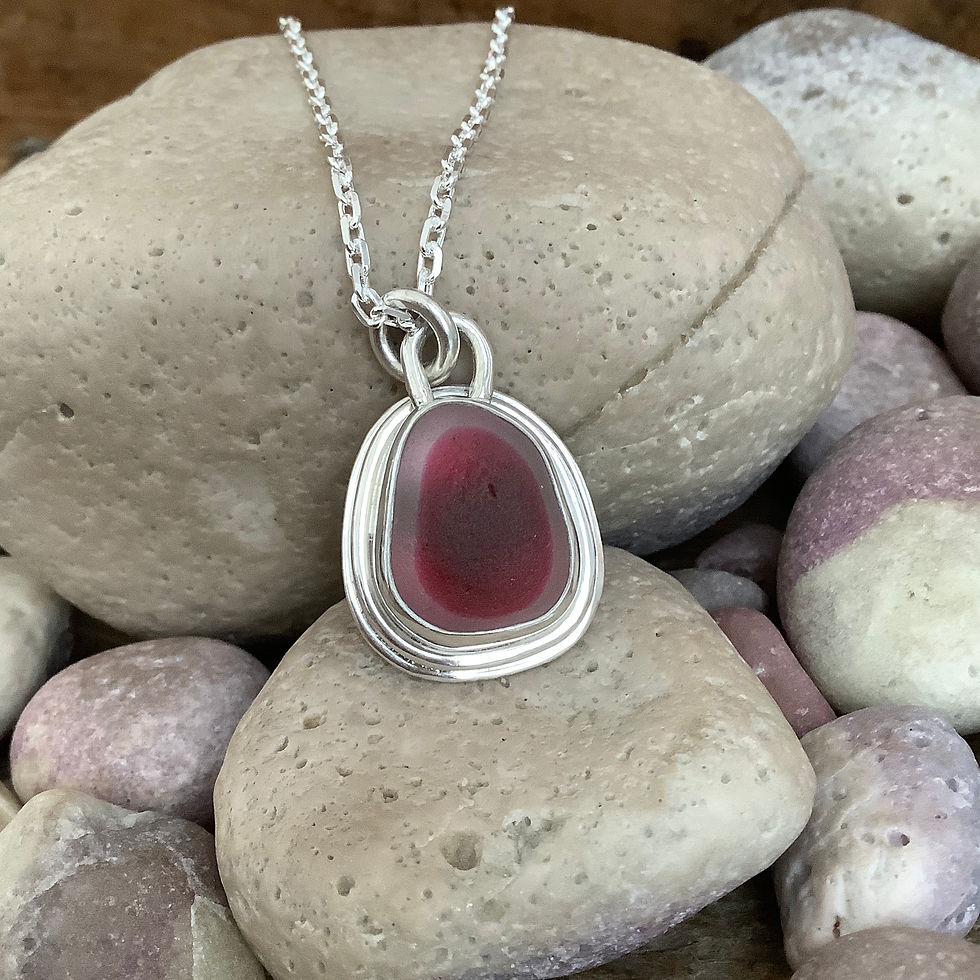 Pink Multi Secret Heart Seaham Seaglass Pendant