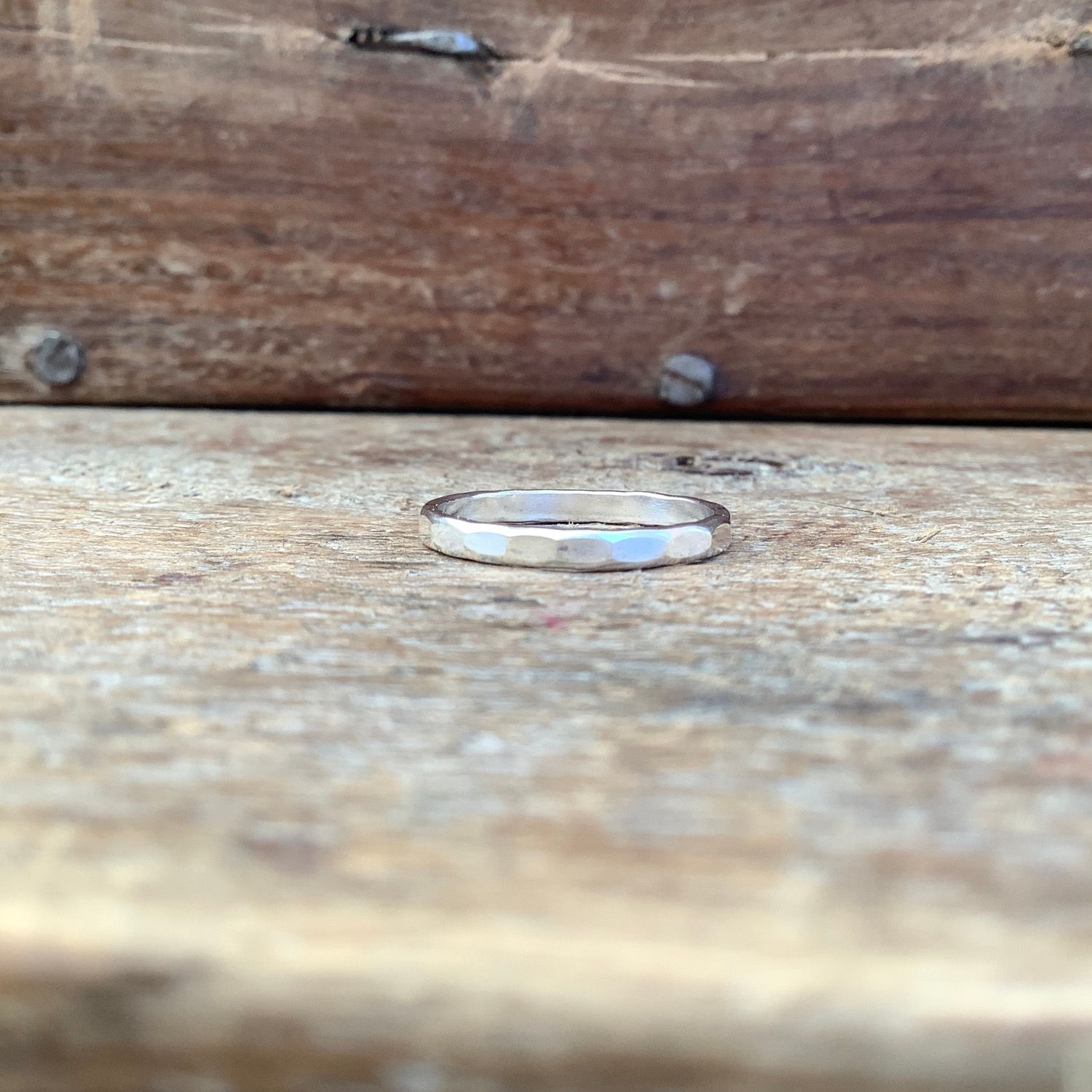 Sterling Silver Hammered Facet Ring