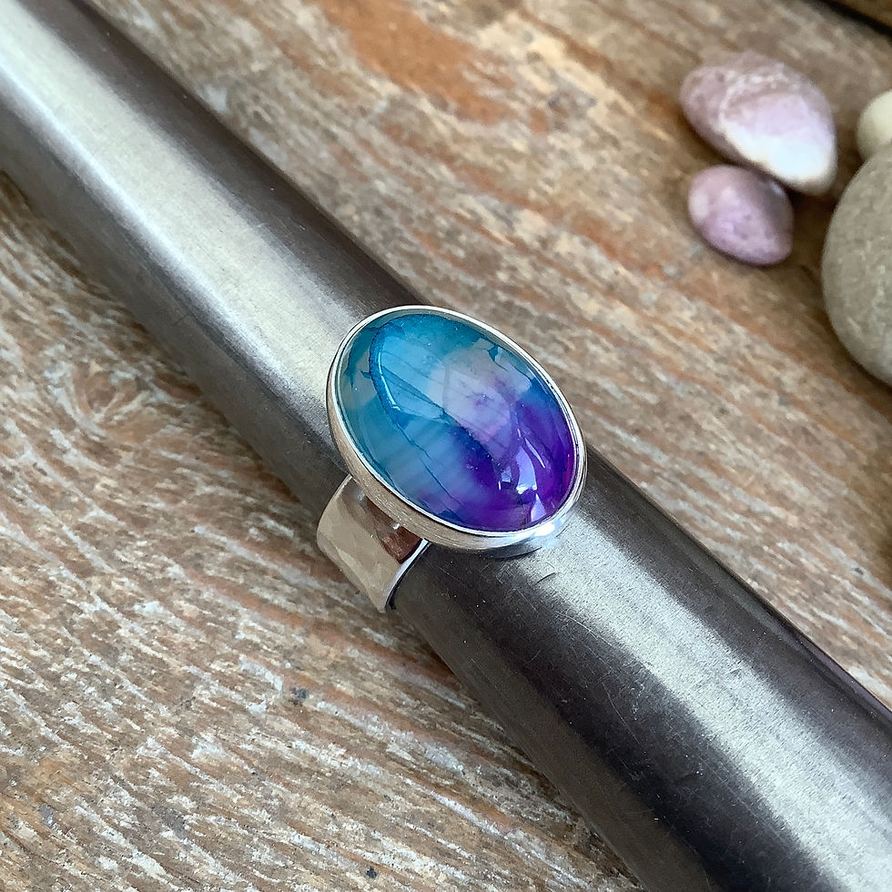 Dragons Veins Agate and Sterling Silver Ring (size O US 7)