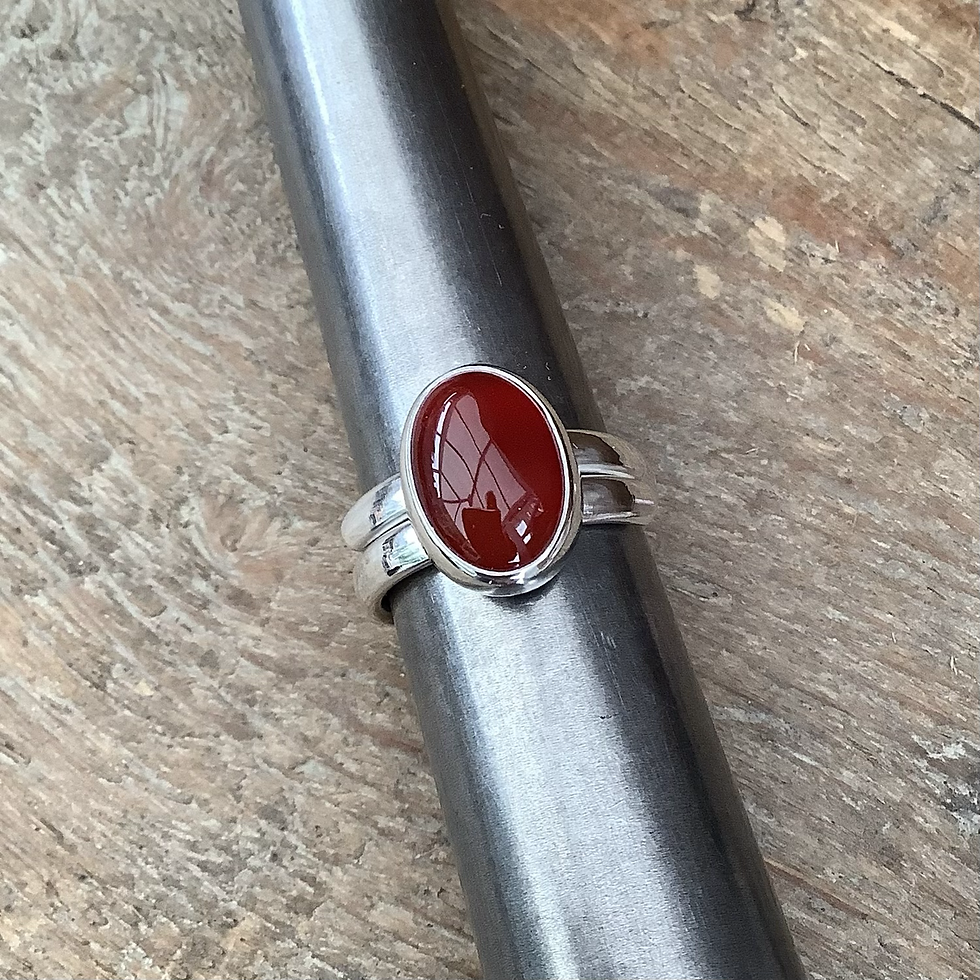Red Carnelian and Sterling Silver Ring
