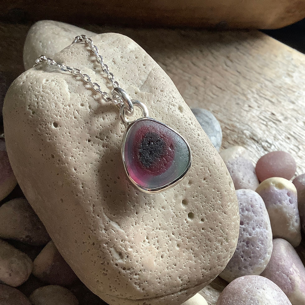 Thumbnail: Purple/Blue/Pink Multi Seaham Seaglass and Sterling Silver Pendant 