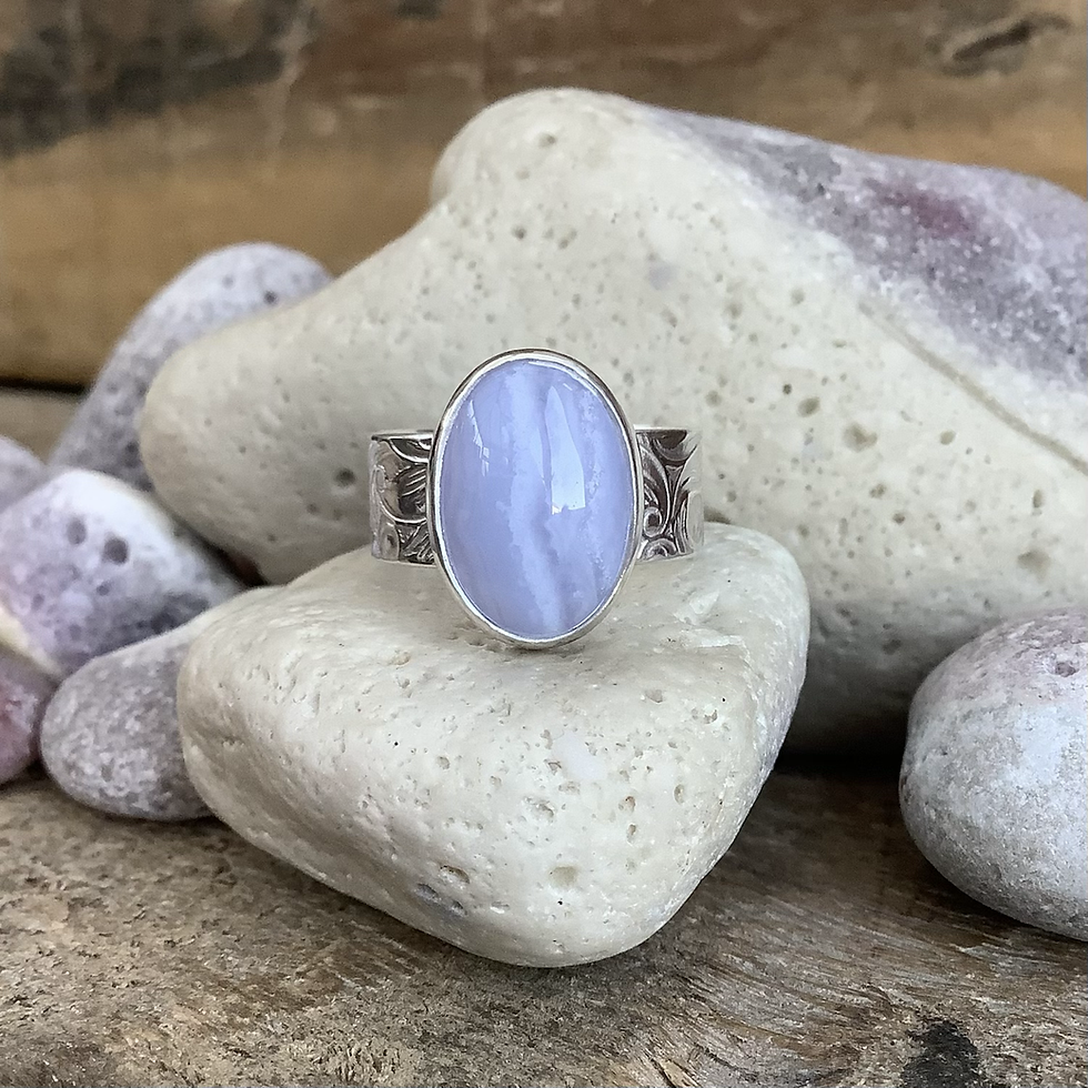 Blue Lace Agate and Sterling Silver Ring