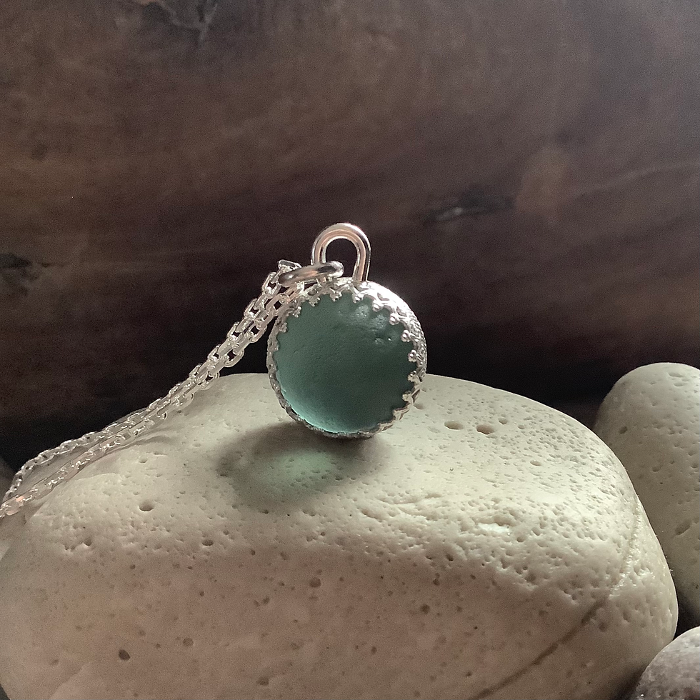 Thumbnail: Seaham Seaglass Codd Marble and Sterling Silver Pendant 