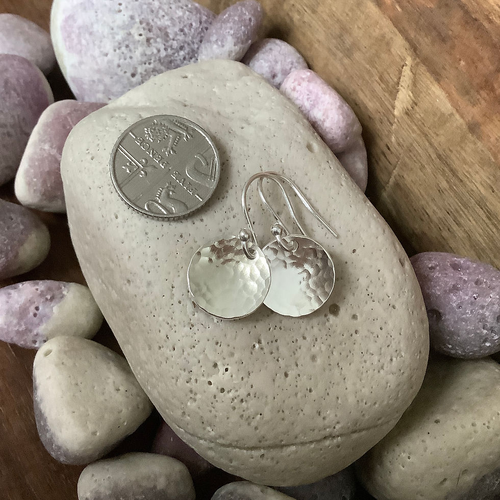 Thumbnail: Sterling Silver Hammered Disc Earrings
