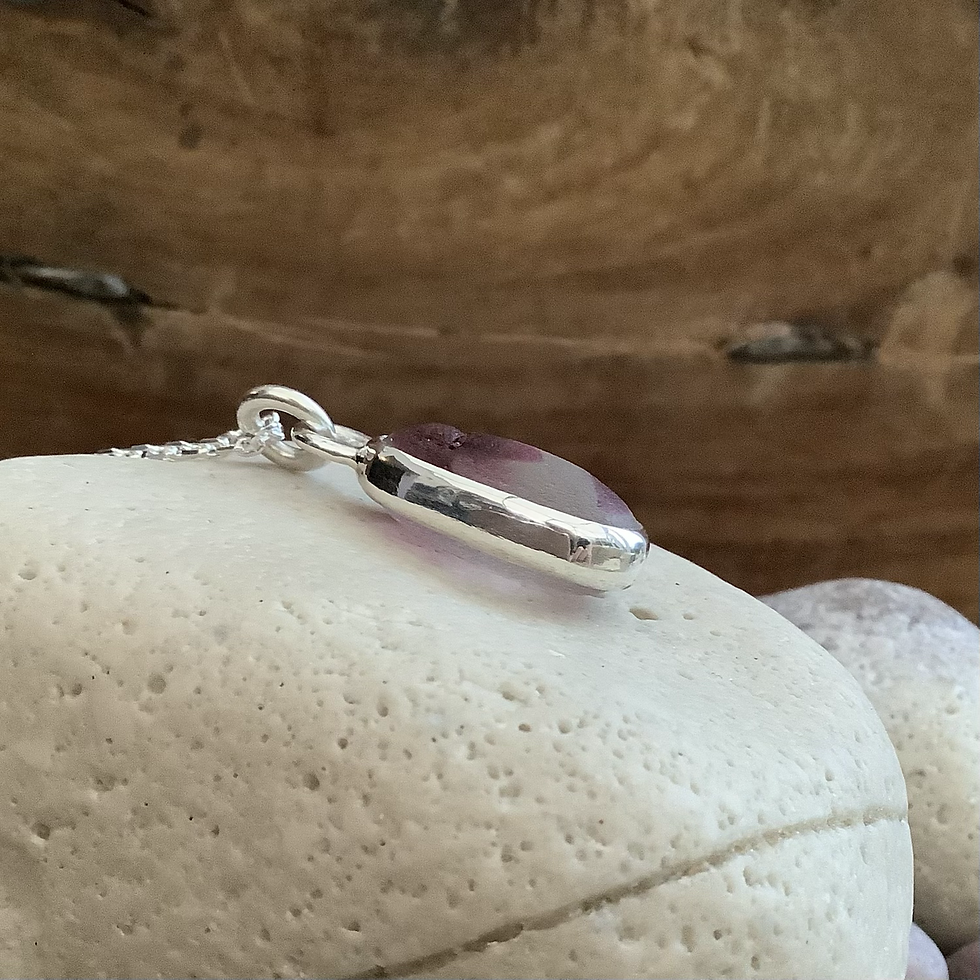Thumbnail: Red/Clear Multi Seaham Seaglass and Sterling Silver Pendant 