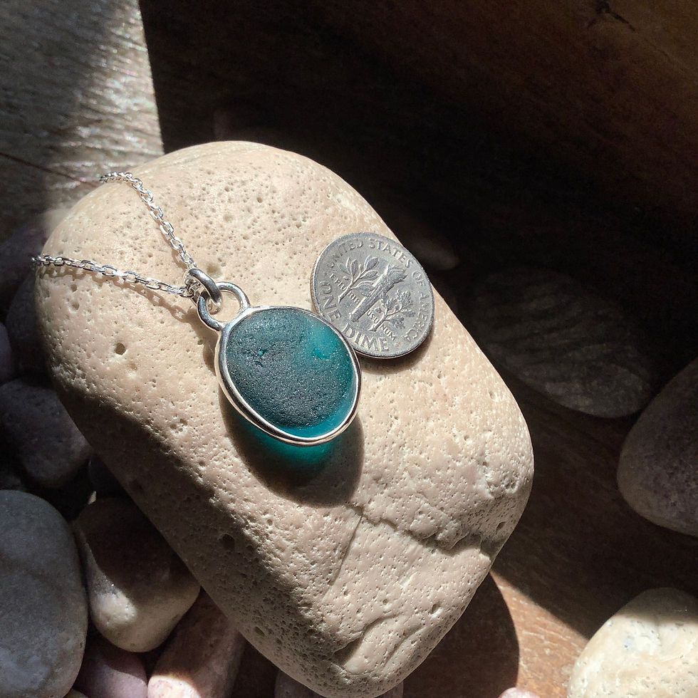 Thumbnail: Teal Multi Seaham Seaglass and Sterling Silver Pendant 