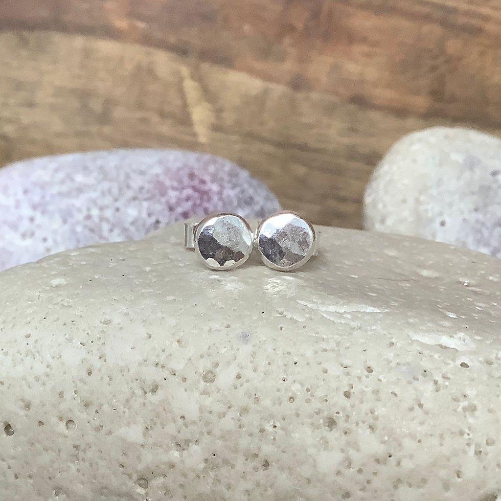 Thumbnail: Small Sterling Silver Hammered Studs