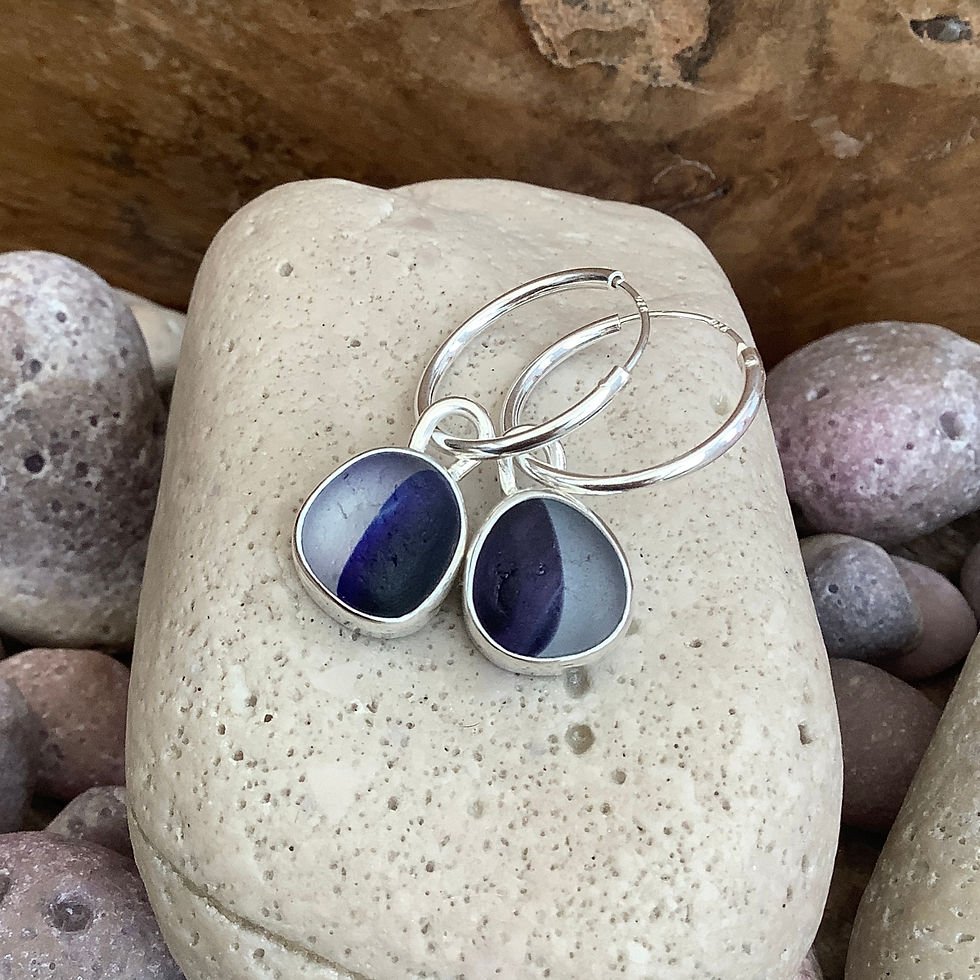Blue Multi Seaham Seaglass Earrings