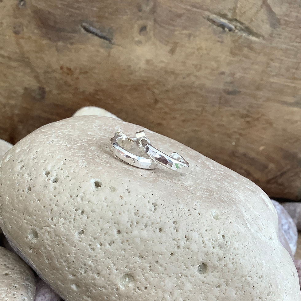 Thumbnail: Small Sterling Silver Hammered Hoops