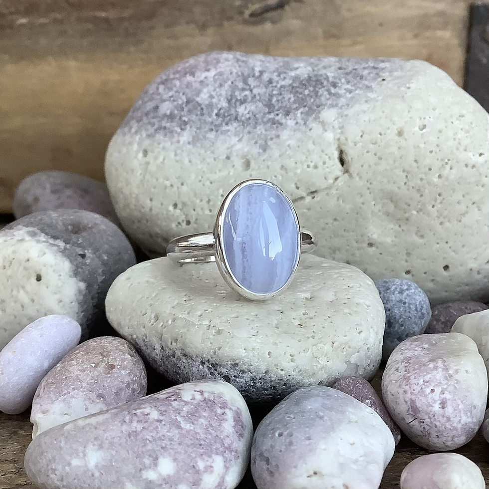 Blue Lace Agate and Sterling Silver Ring