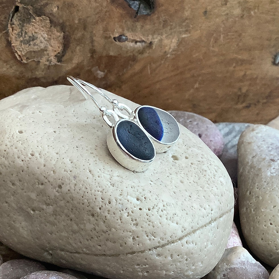 Thumbnail: Blue Multi Seaham Seaglass Earrings 