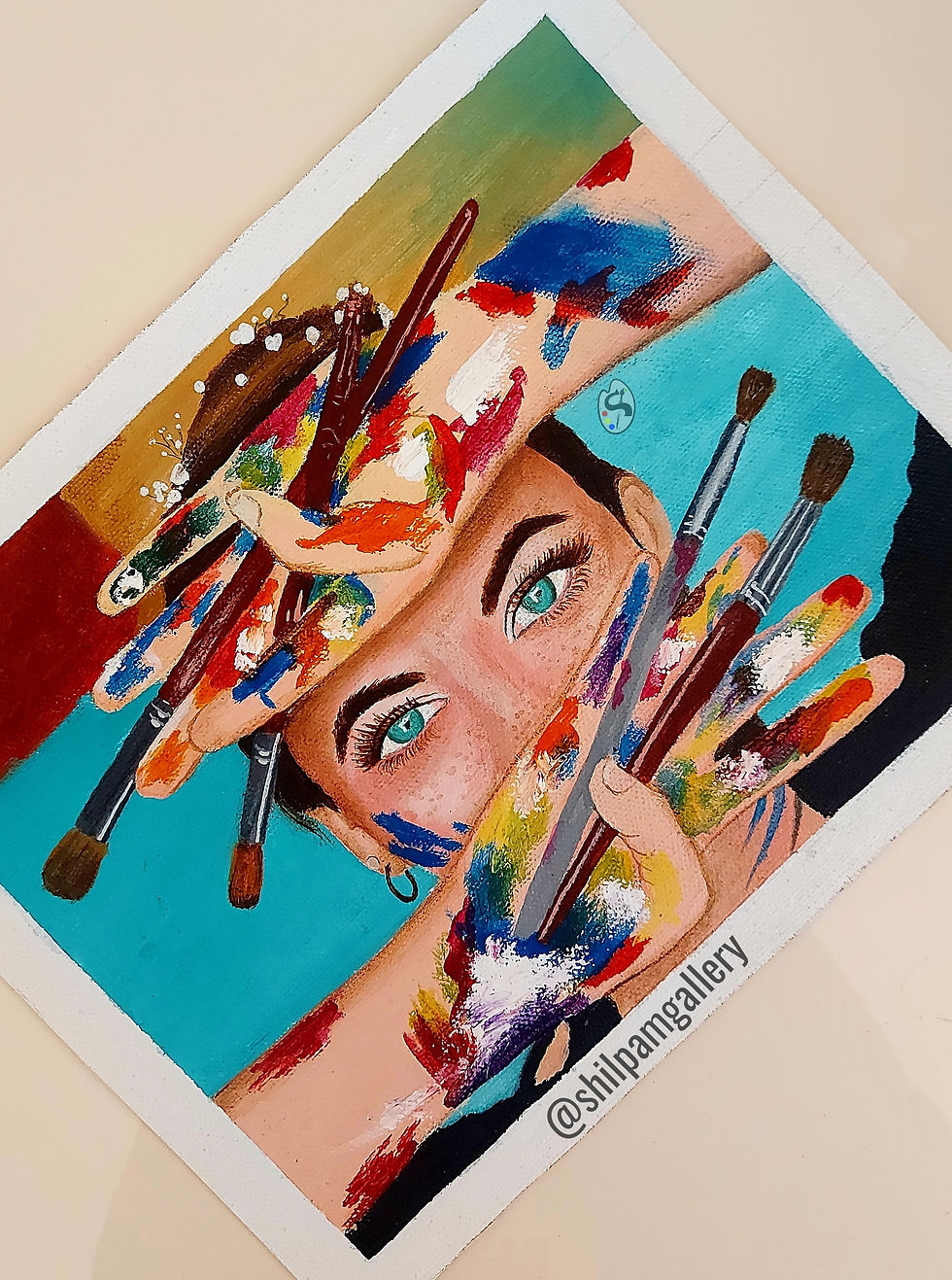 Holi Acrylic Painting- Handpainted - 12in X 8in