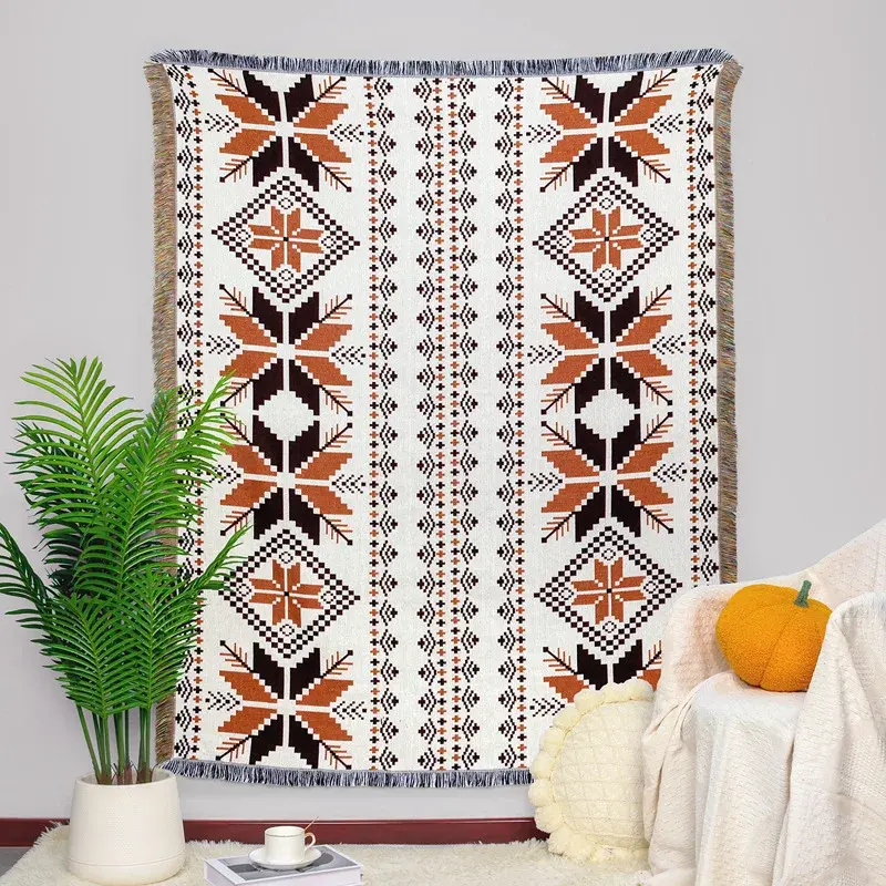 Thumbnail: Jacquard Woven Blanket Tapestry – Outdoor Picnic Geometric