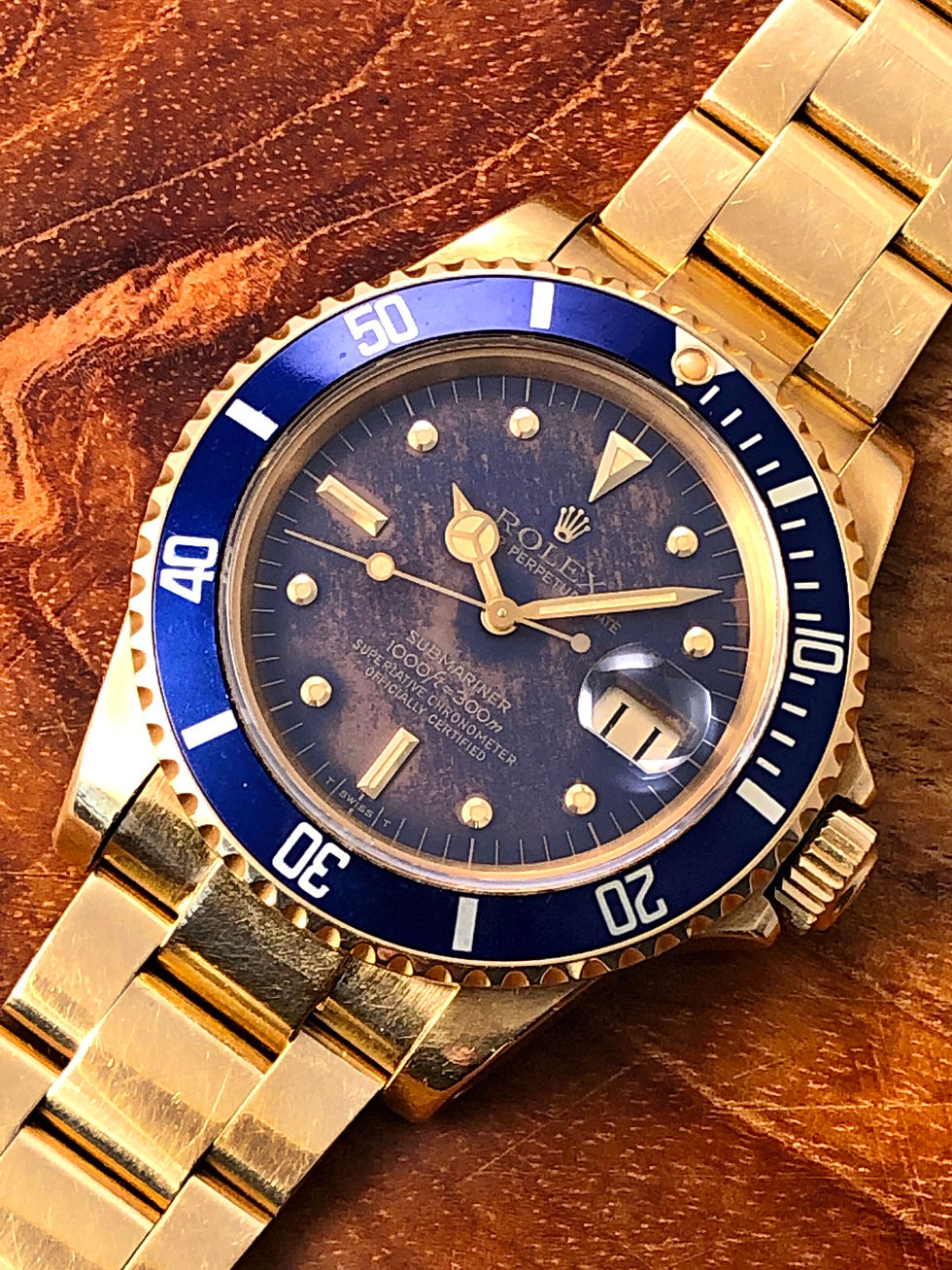 1981 Rolex Gold Submariner 16808 Tropical Blue Dial