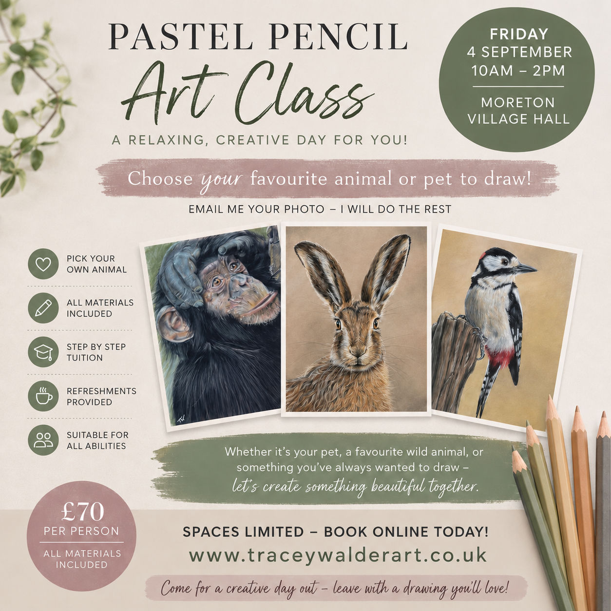 ‘You Choose’ pastel pencil art class 4th September