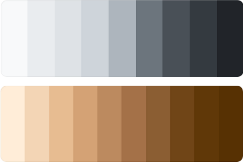 Paleta de tonos grises y beige