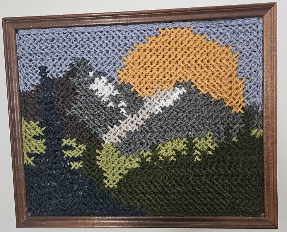 "Hazy sun & mountains"