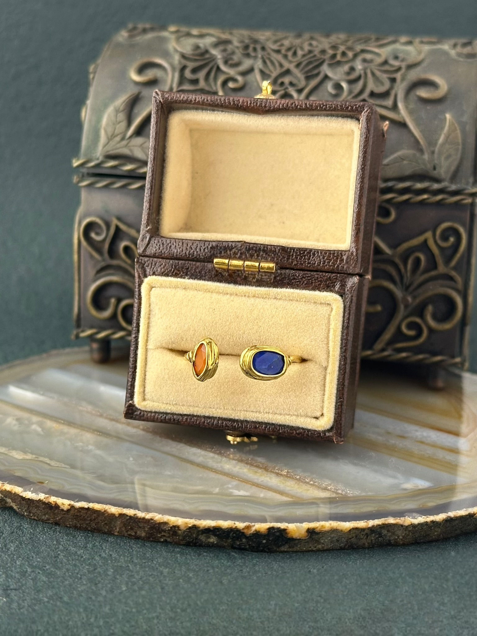 【ラピスラズリ×カーネリアン】Free size Ring