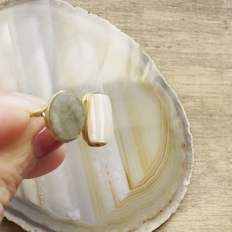 サムネイル： ＜FreeSize＞ダブルリング　マザーオブパール×ラブラドライト