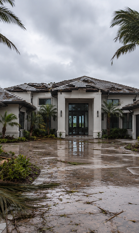 Storm damage restoration in West Palm Beach FL for hurricane damage, wind-driven rain, roof leaks, water intrusion, flooding,