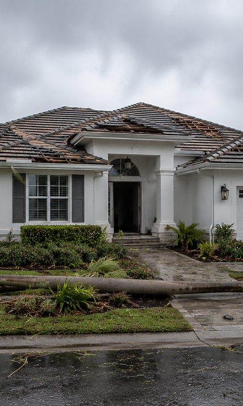 Storm damage restoration in Jupiter FL for hurricane damage, wind-driven rain, roof leaks, flooding, water intrusion, and coa