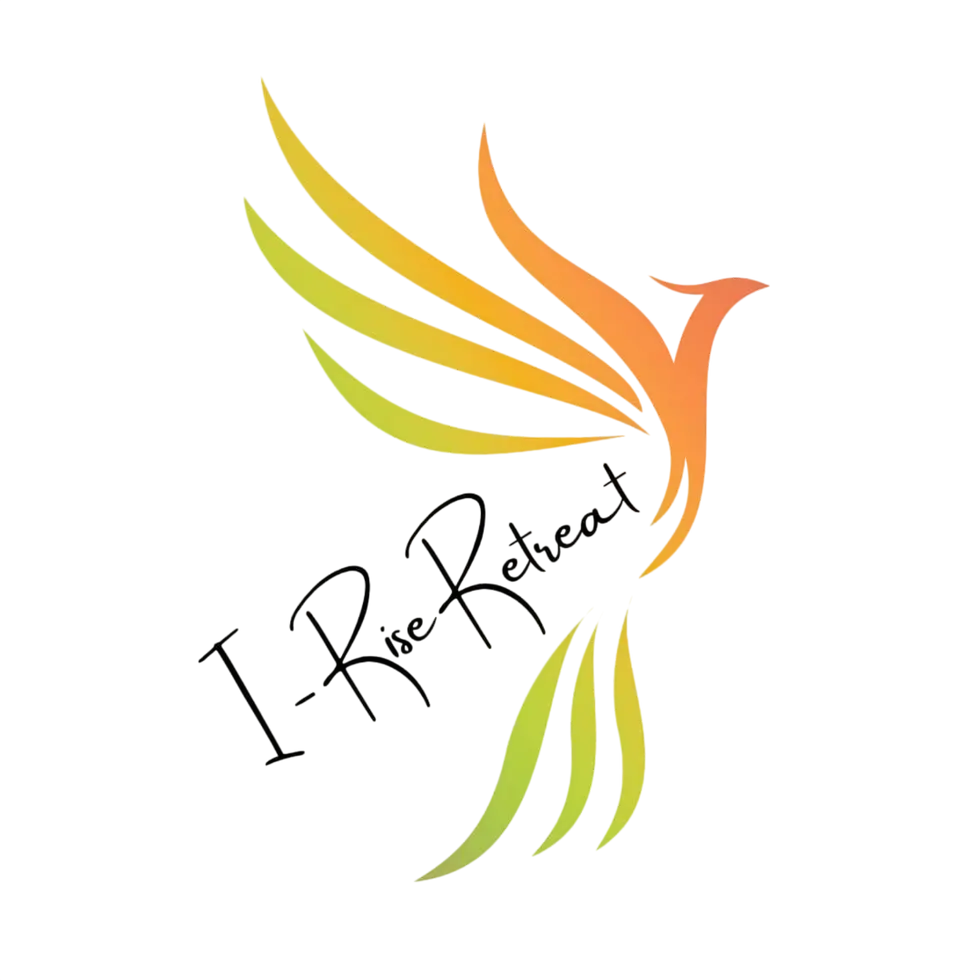 Vector graphic icon of a stylized phoenix in flight. It features a smooth gradient from orange to yellow to green against a solid black background.