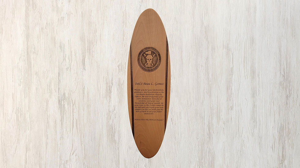 Thumbnail: Wood Engraved Surfboard Plaque