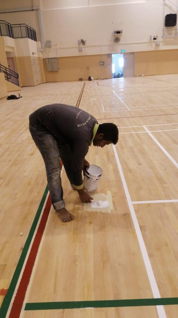 ULS Technician Performing Indoor Sport Flooring Works