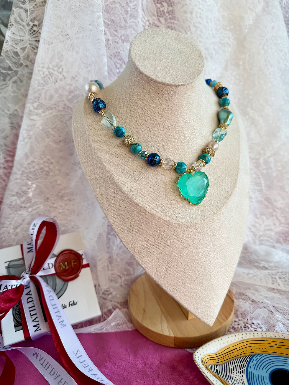 Миниатюра:     Paraiba Ocean Heart Necklace