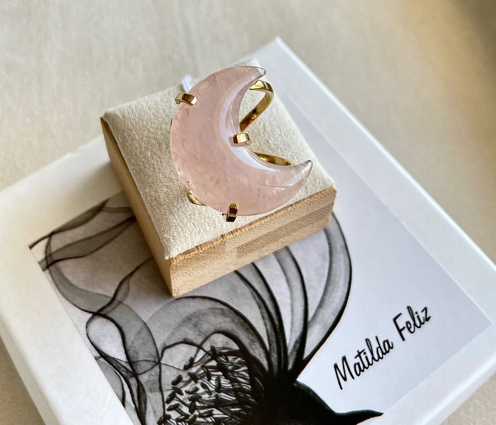 Миниатюра: Ring “Moon” with rose quartz 