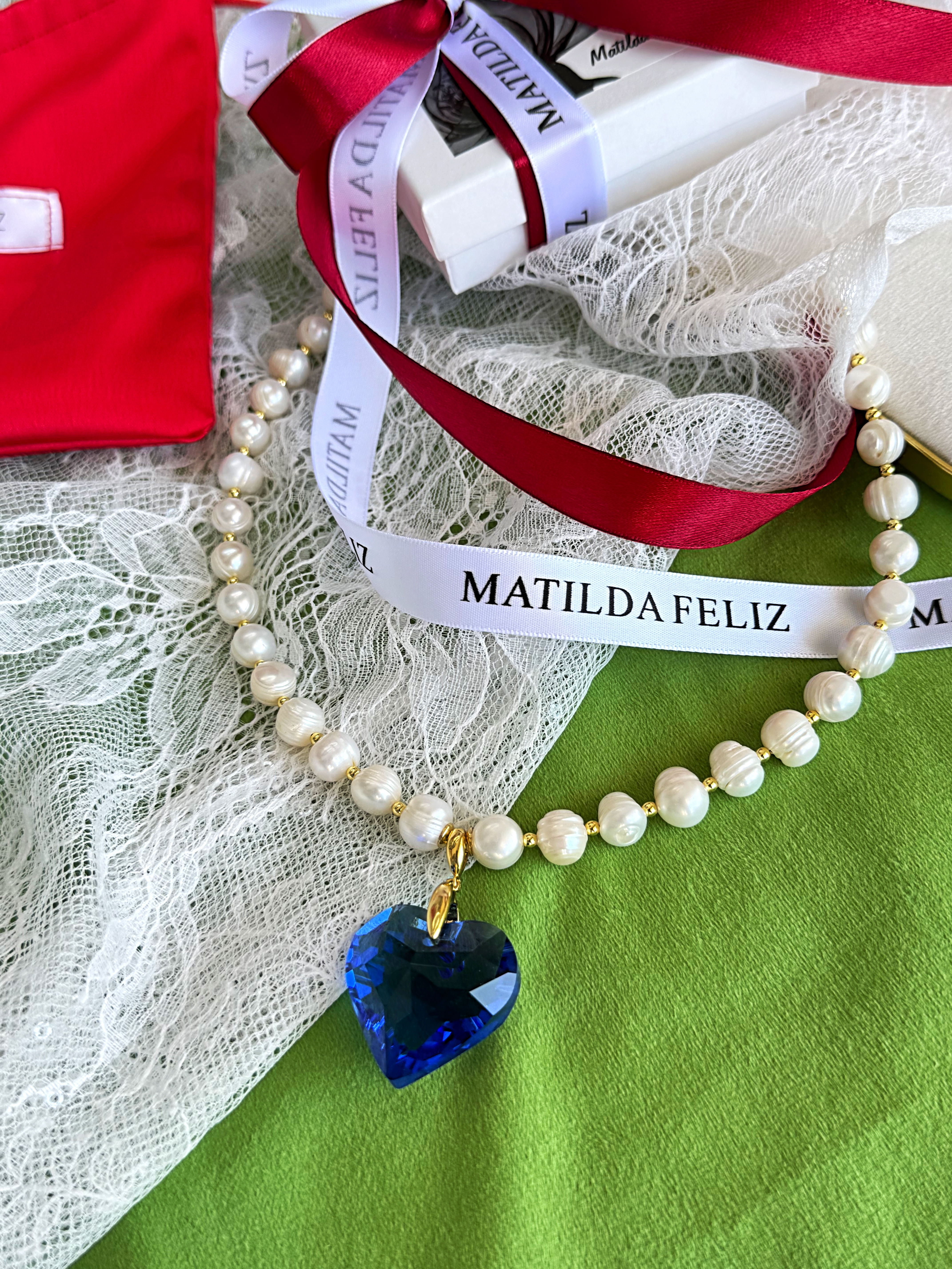 Necklace “Blue Crystal Heart”