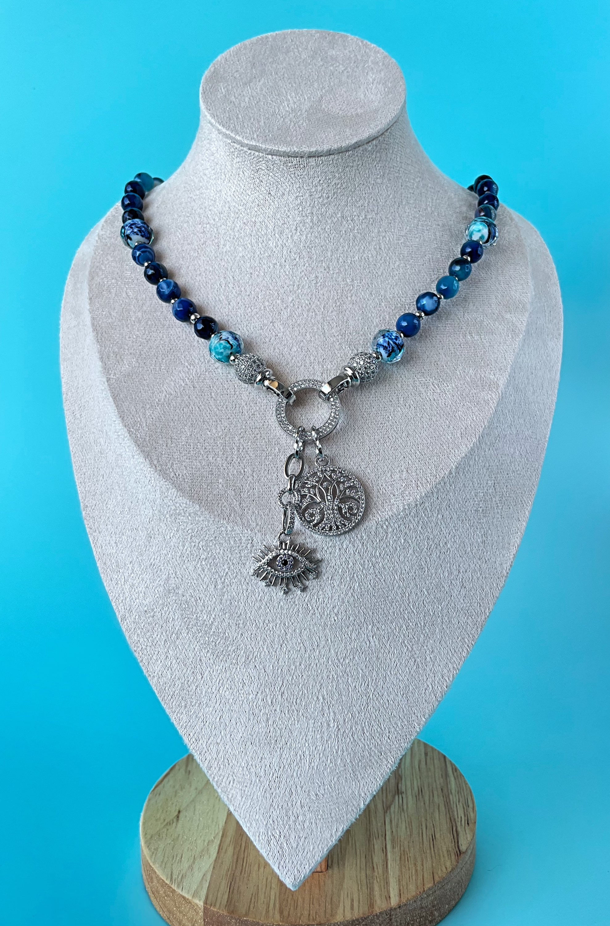  Necklace with Agate and Murano glass