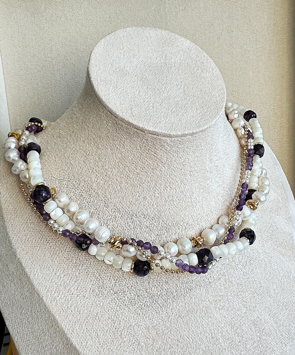 Necklace with amethyst and pearl 
